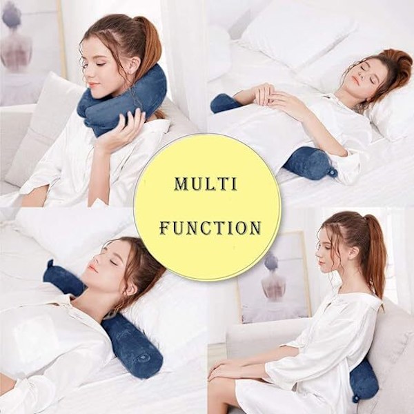 Twist Memory Foam Resepill för Nacke, Haka, Ländrygg och Ben - Perfekt för Resor Blue