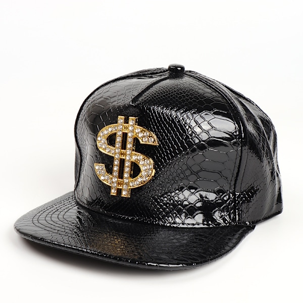 Hip Hop-hatt, Flat-Brimmed Hatt, Rock-lue, Justerbar Snapback-hatt for Menn og Kvinner Black