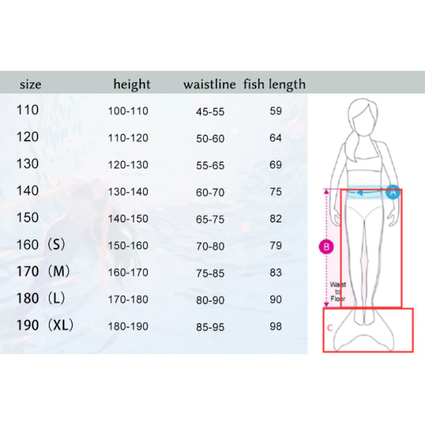 Mermaid Tails för simning för barn och vuxna med Monofin green M