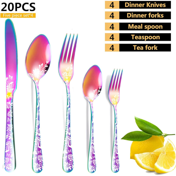20-delad Unik Mönsterdesign Servis Colorful