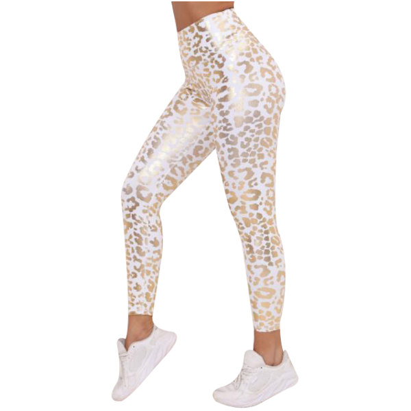 Leggings med hög midja för kvinnor, printed med tryck white M