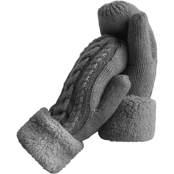 Dam Vinter Varma Fodrade Handskar - Mysiga Stickade Tjocka Vantar Grey