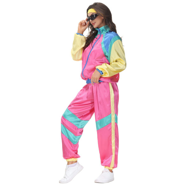 Unisex Tracksuit 80-tal 90-tal Disco Dansfest Kostym med Hårband Female M