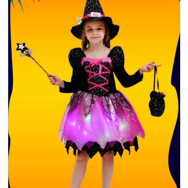 Lysande Halloween-Häxprinsessklänning 140CM