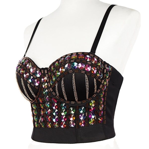 Rhinestone Bustier Crop Top för kvinnor 38C