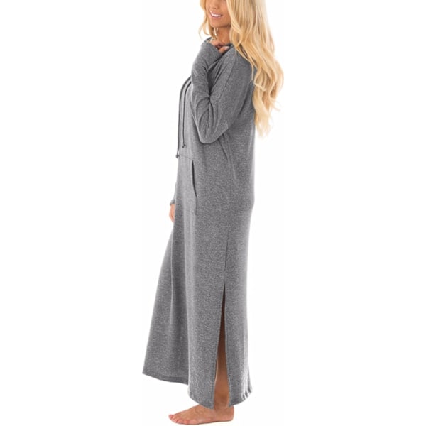 Klänning med luva för kvinnor med fickor Grey 2XL