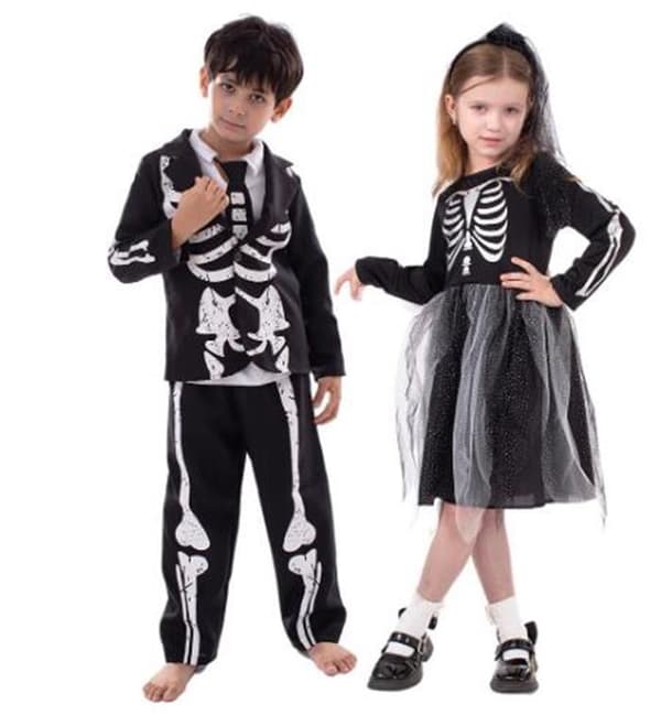 Halloween Skelettkostym för Barn Boy XL