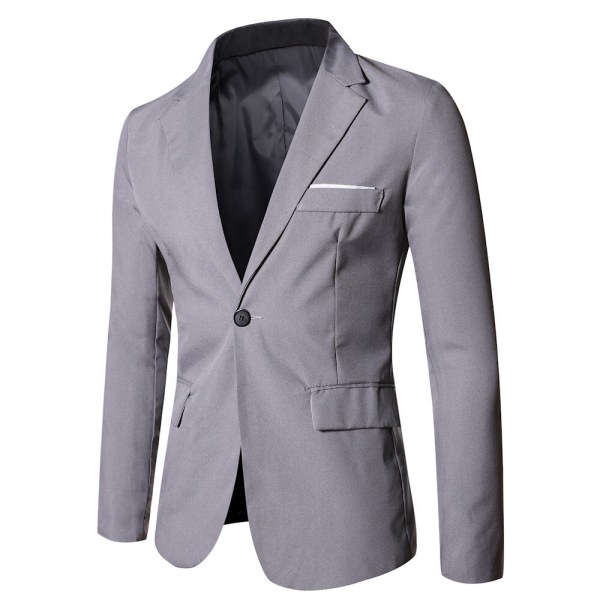 Casual Suit Slim Fit Jacketopp för män Grey L