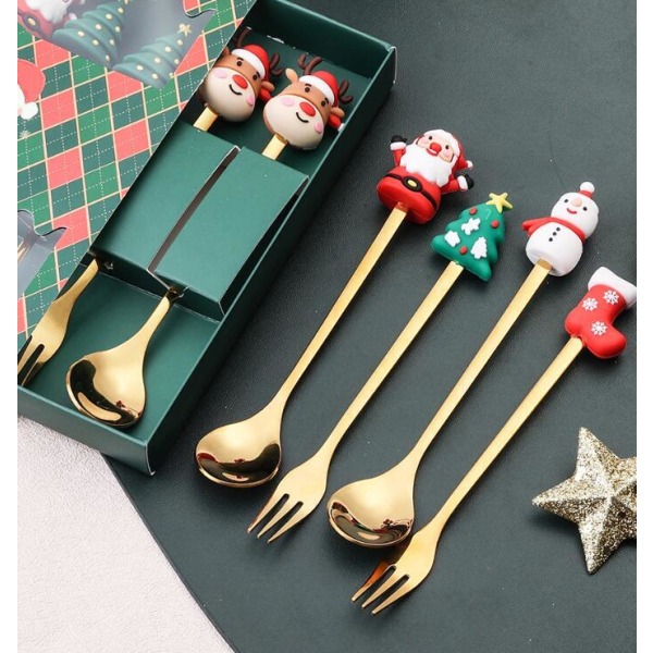 4-pack Jultema Julmotiv Sked och Gaffel Set Style 2