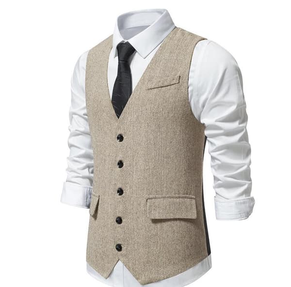Herre Singelbrystet Slank Pasform Suit Vest Grey S