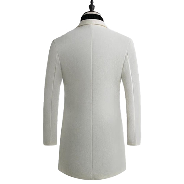 Herrar Trenchcoat i Ullblandning, Slim Fit, Överrock White XS