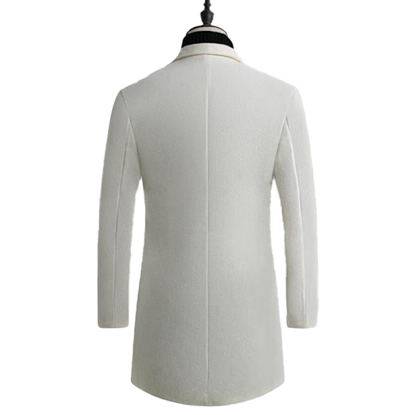 Mænds Trenchcoat i Uldblænding, Slank Pasform, Overfrakke White XL