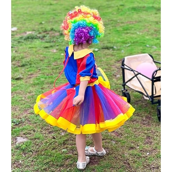 Flickor Clown Kostym Klänning Cirkus Cosplay Set red
