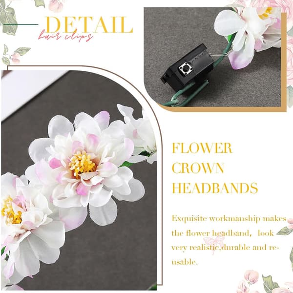 LED Blomsterkrans Hodebånd Lys Opp Blomsterkrans 56CM