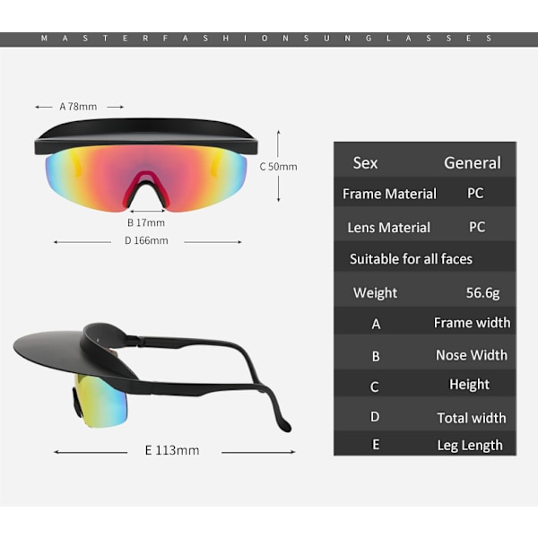 UV-skydd Cykelsolglasögon med hattkant Style 1