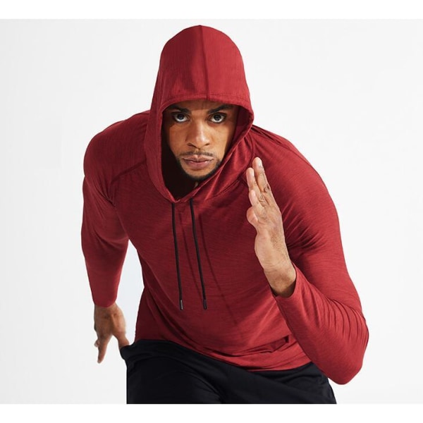 Långärmad Dry Fit Athletic Workout Löpartröjor för män Red L