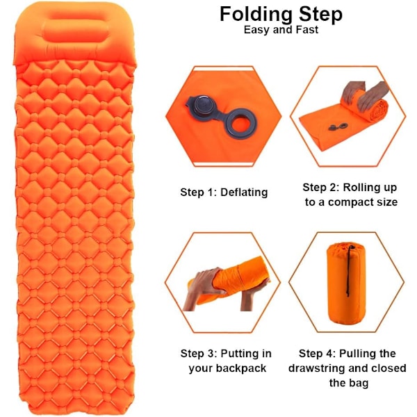 Sovsäckspåse Ultralätt Uppblåsbar Sovsäckspåse för Camping LT-04 Orange