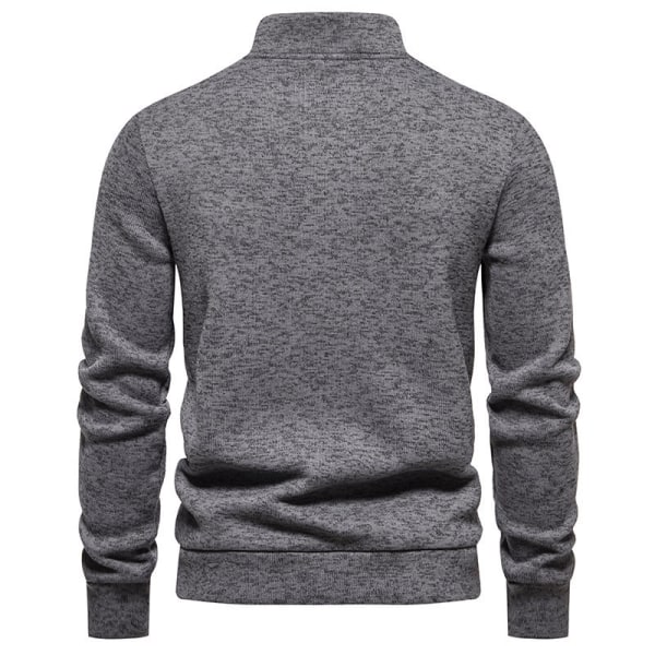 Herrar Turtleneck Knapp-Ner Långstickad Tröja Dark Gray XL