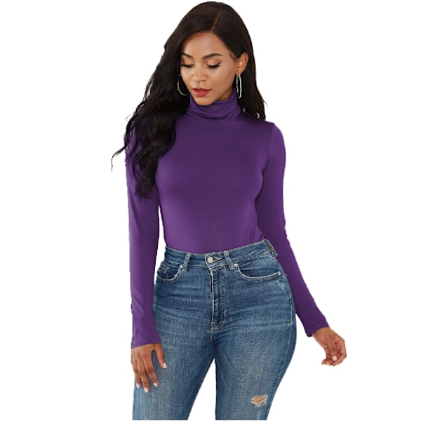 T-tröjor med långärmade tröjor för kvinnor purple M