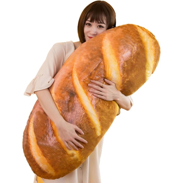 3D Simuleret Brødformet Plys Pude, Blød Smørristet Brød Mad Pude 90CM