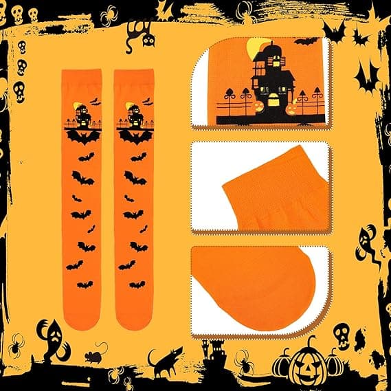 Halloween Lårhøye Lange Strømper Over Kne Strømper Orange
