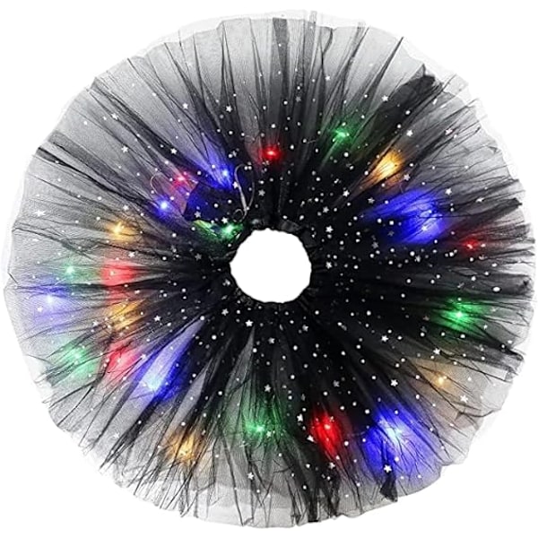 Jente LED-skjørt Lysende Tutus Glødende Tyll Danseskjørt Black