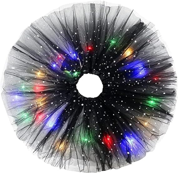 Piges LED-Skørt Lysende Tutu Glød Tulle Danseskørter Black