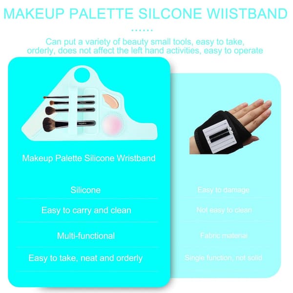 Makeup Blandingspalette Håndledsrem, Foldbar Makeupbørste Opbevaringspalette Blue