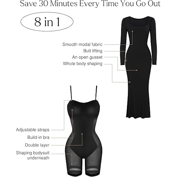 Långärmad Maxiklänning Bodycon Cocktailklänning Coffee XL