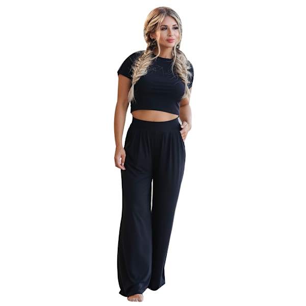 Damer i vanlig färg Casual tvådelad set black L