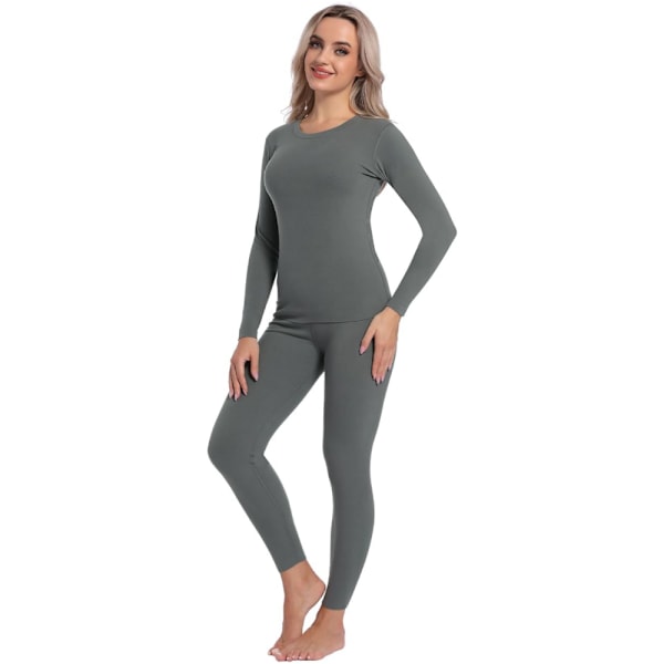 Termisk Underundertøjssæt til Kvinder - Ultrablødt Langt Underundertøj, Basislag Grey 2XL