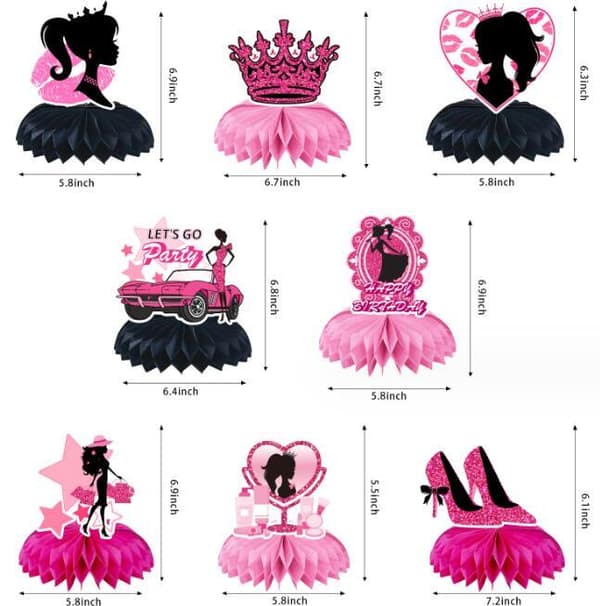 8 stk Rosa Honningkake Bursdagsdekorasjon 8 PCS