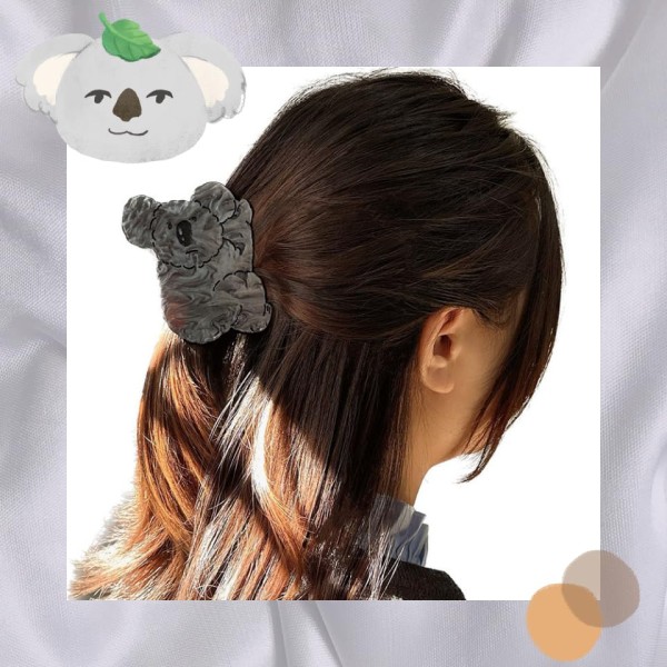 Koala Clip Animal Kawaii Cute Hair Claw Clips för kvinnor Grey S