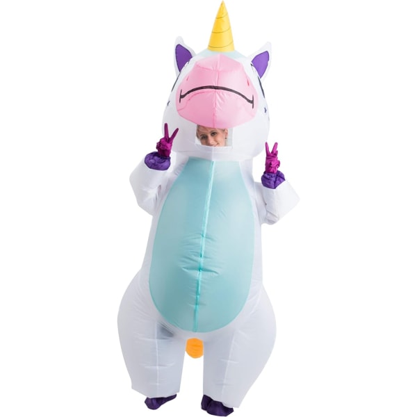 Unicorn Uppblåsbar Dräkt för Vuxen rolig Halloween Blow Up kostym Colorful