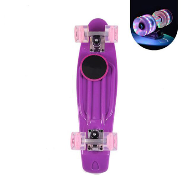 Barn- och vuxensparkcykel med 4 hjul och blinkande ljus Purple