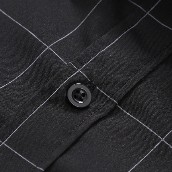 Rutig långärmad herrskjorta för företag black XL