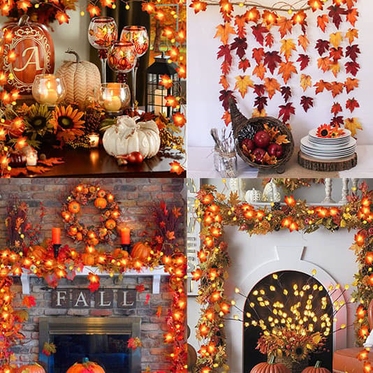Thanksgiving Garland Lights Pumpkin Light String 6m 40 LED Lights