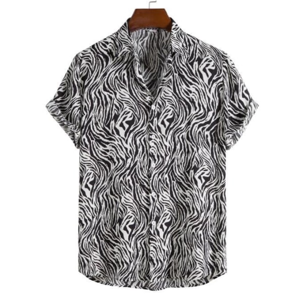 Kortärmad printed skjorta för män Casual skjorta black XXL