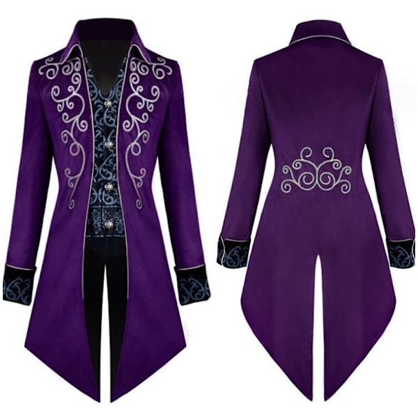 Halloween Miesten Vintage Takki Keskiajan Mekko Purple L