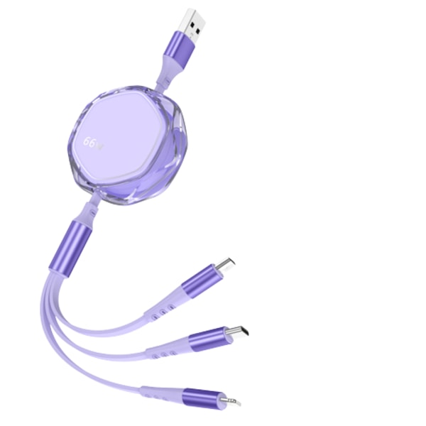 3-i-1 Multikontakt Laddningskabel Purple
