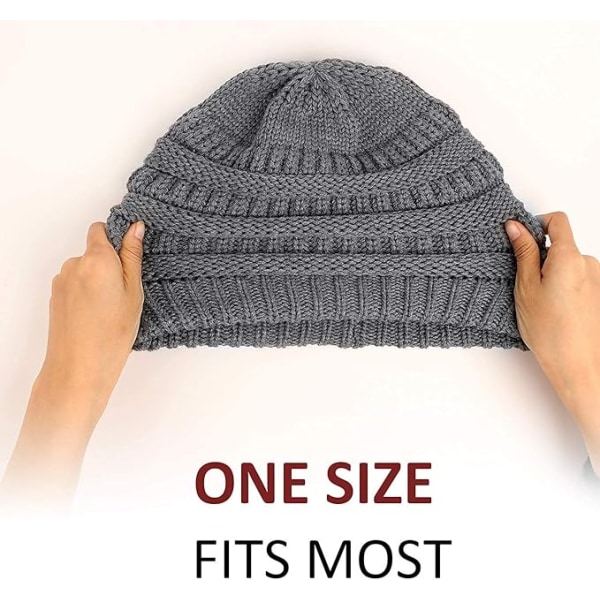Varme, tykke, bløde kabelstrikkede damer beanies Deep Gray
