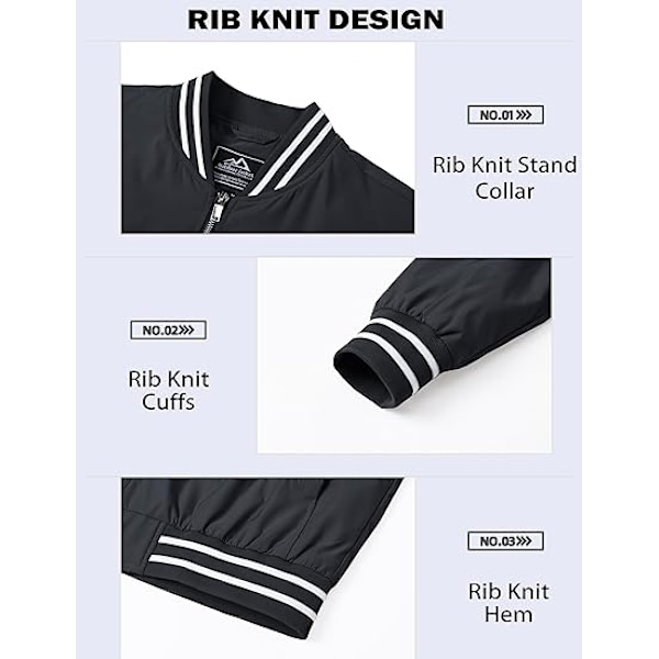 Mænds Jakke Casual Pilot Fuldt Lynlås Jakke Black L