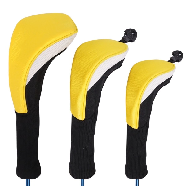 8X Golf Club Head Covers Set Long Neck Driver Fairway Woods Headcover yellow and white
