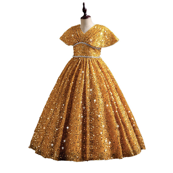 Tyttöjen juhlamekko, sekavenki, muodollinen, tyylikäs syntymäpäivämekko Gold 170