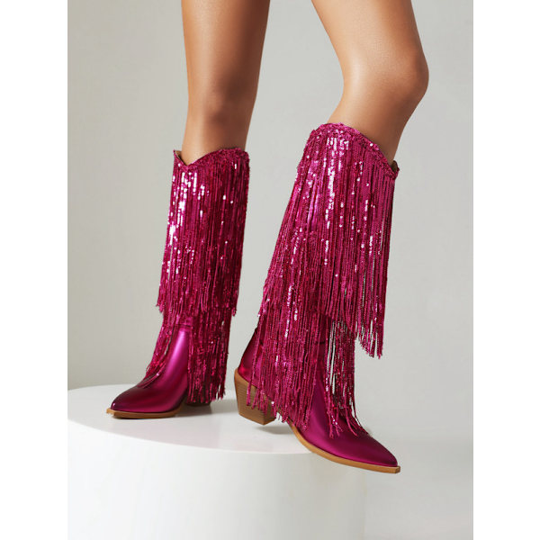 Säteilevät Metallinhohtoiset Cowboy-saappaat Naisille Red 41