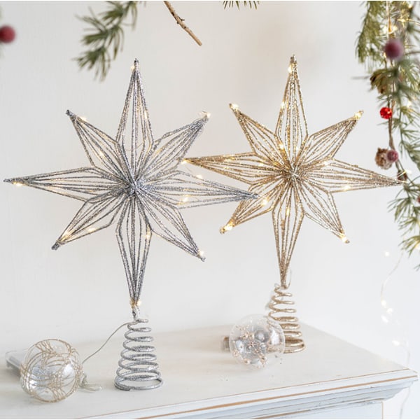 Christmas Star Tree Topper, Treetop Star gold2 25cm