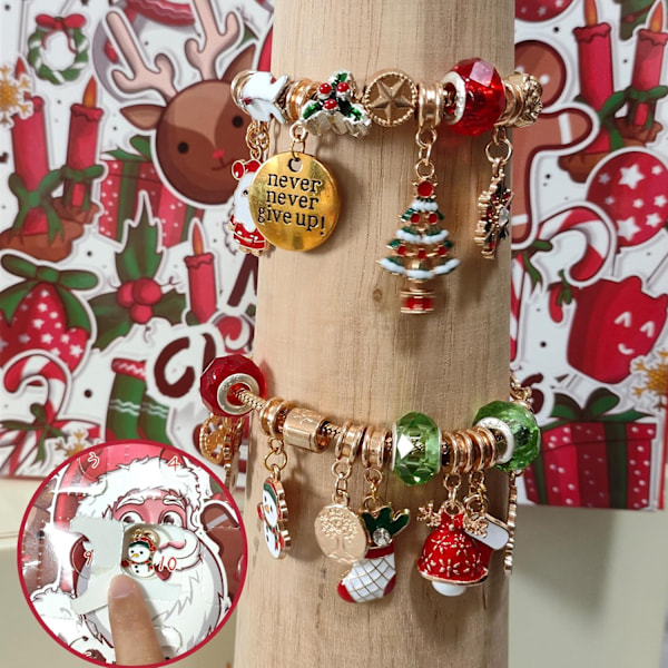 Julkalender 2023 för Flickor, 24 Dagar Jul Armband Presentset Style 3