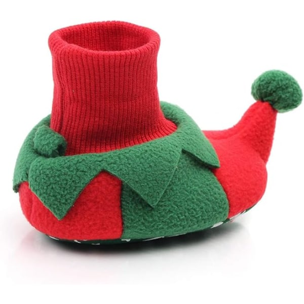 Baby Booties Koselige Fleece-Tøfler Myke Babysko Med Gripende Såler Christmas Tree 12cm