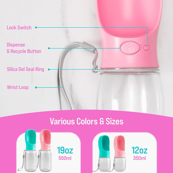 Kannable Koiran Vedenantaja Pink 550ML