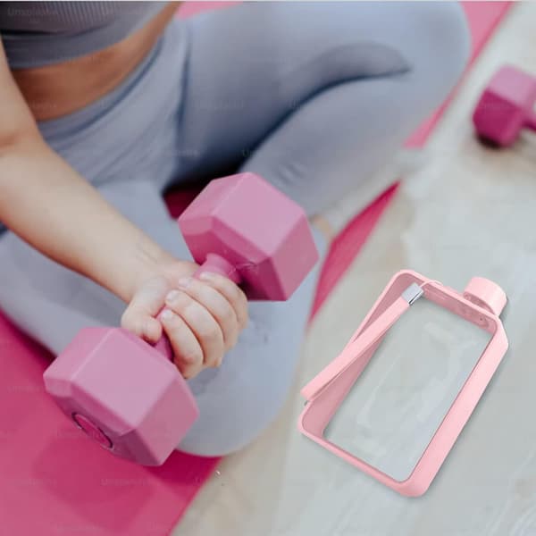 A5 Vedenpullo Kanteen Flask Litteä Kannettava Matkamuki pink